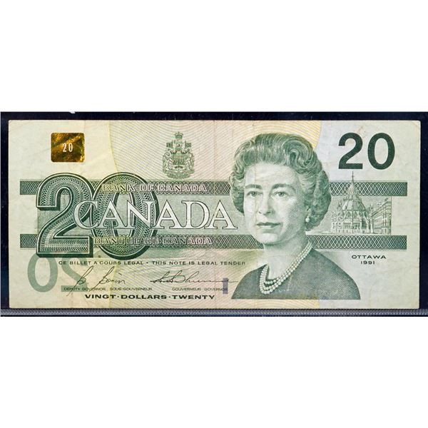 Error; 1991 $20 BC-58b-i AIY6657312 CCCS Choice Fine-15 "Offset Printing"