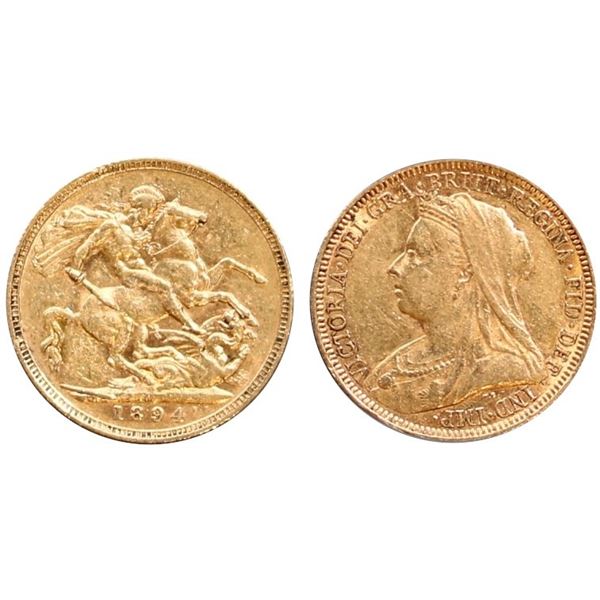 Australia;  1894-M Gold Sovereign,  EF or better.