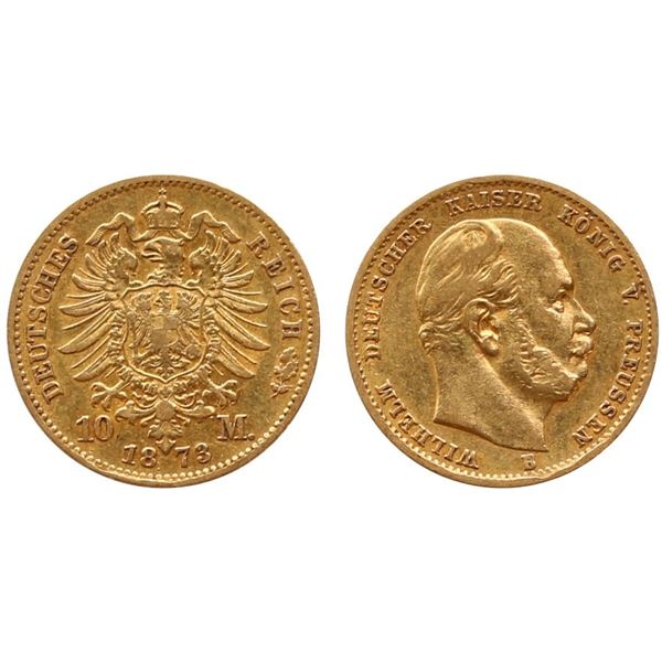 Germany; 1873 10 Marks "Wilhelm" @KM502 VF or better.