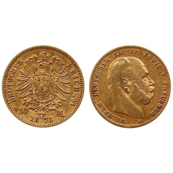 Germany; 1873 10 Marks "Wilhelm" @KM502 VF or better.