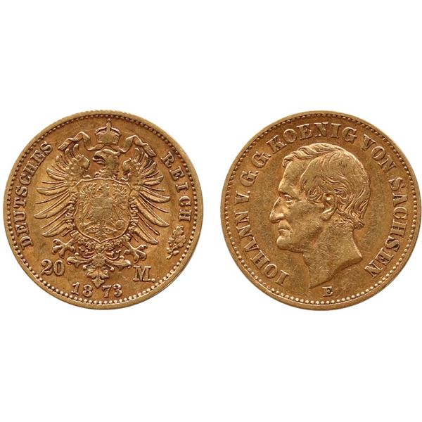 Germany; 1873 20 Marks "Johann" @KM1234 VF or better.