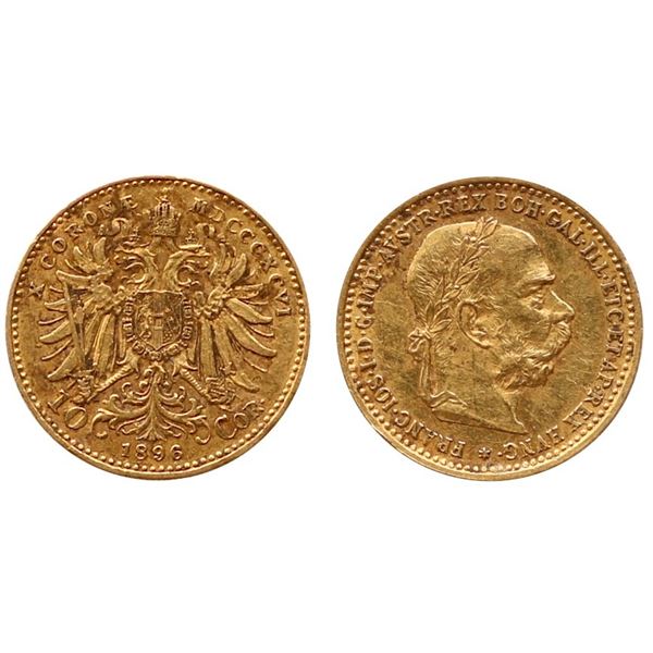Germany; 1896 10 Corona  "Francois Joseph" @KM2805 VF or better.
