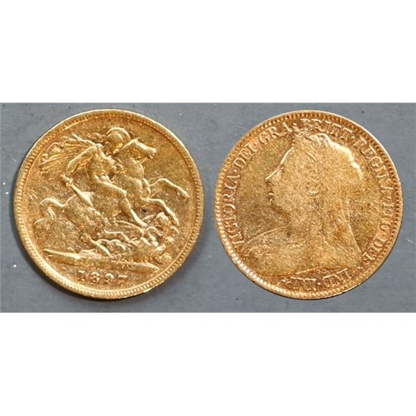 Great Britain;  1897 1/2 Gold Sovereign,  VF or better.