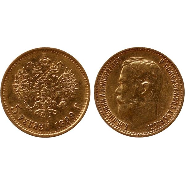 Russia; 1899 5 Rubles "Tsar Nicolas II" #Y62, VF or better