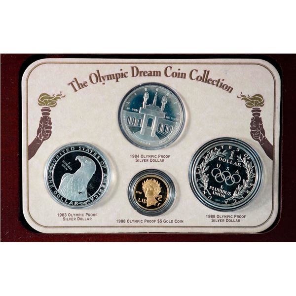 USA; The Olympic Dream Coin Collection, includes 1988 $5 Gold Proof, 1988 $1 Olympic silver Proof, 1
