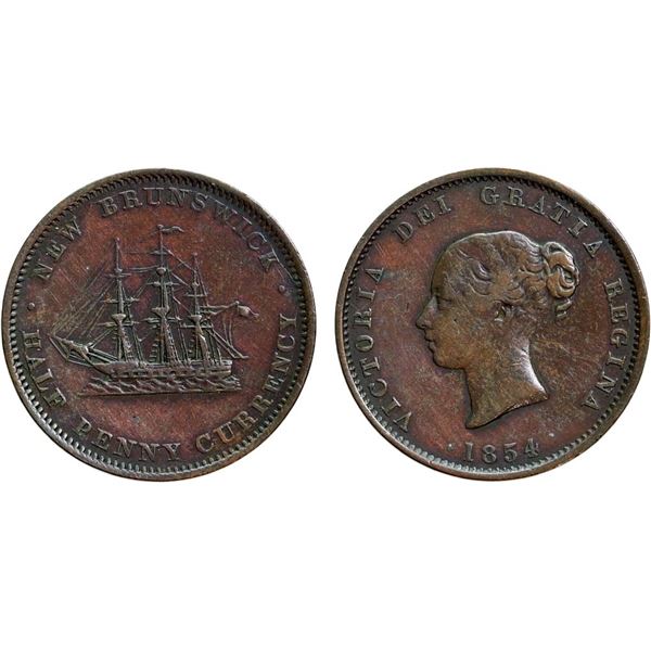 NB-1B, Breton 912 - Marelic NBT-53 Lr#376 - 1854 Half Penny - New Discovery piece as listed in The N
