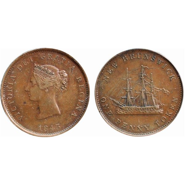 NB-2A, Breton 909, Marelic NBT35.  Unlisted by Courteau, - 1843 Penny - New Discovery piece as liste