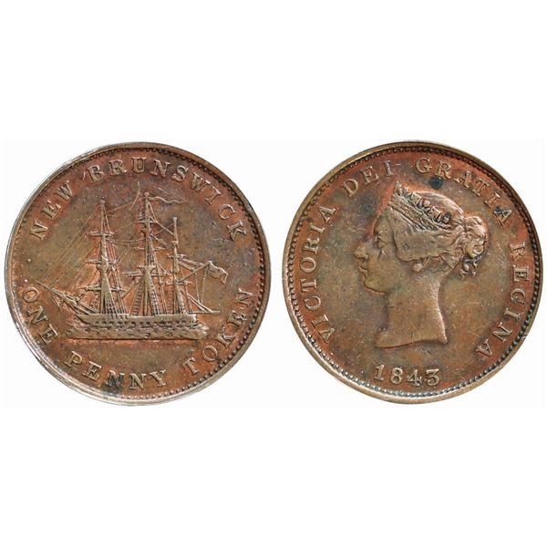 NB-2A, Breton 909, Marelic NBT36.  Unlisted by Courteau, - 1843 Penny - New Discovery piece as liste