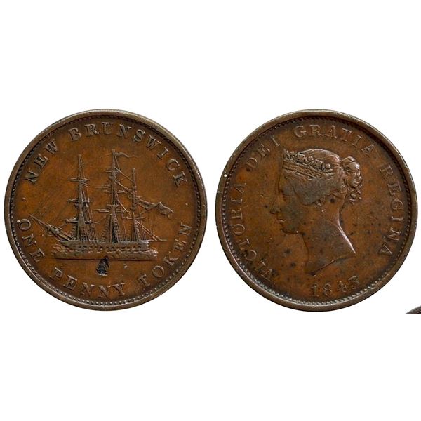 NB-2A, Breton 909, Marelic NBT35.  Unlisted by Courteau. - 1843 Penny - New Discovery piece as liste