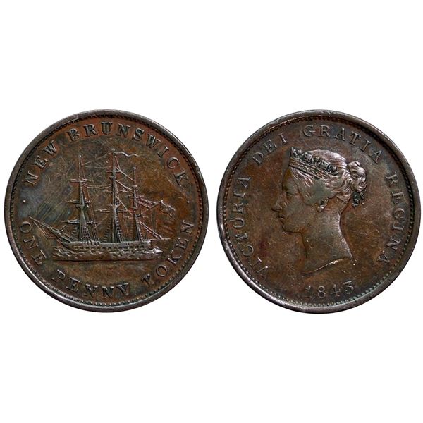 NB-2A, Breton 909, Marelic NBT35.  Unlisted by Courteau. - 1843 Penny - New Discovery piece as liste