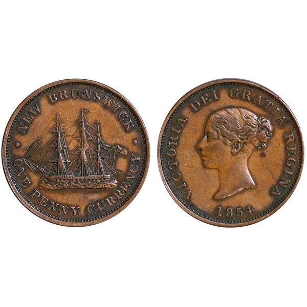 NB-2B1 (Marelic NBT-61), Breton 911 - 1854 Penny Token.  Obv-59 & Rev similar to NBT-59. Designated 