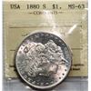Image 2 : USA;  1880-S $1 ICCS MS63.  Blast white example.