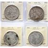 USA; 1885 $1 EF40, 1889 EF45, 1897-O EF45, and 1934 EF40, All 4 coins ICCS graded.