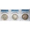 USA; 1886 $1, 1881-S, 1899-O, All 3 coins PCGS MS64