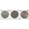USA; 1886S $1, 1888-O, 1889 Good to AU, lot of 3 coins.