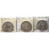 USA; 1897-S $1, 1887, and 1881-O, All 3 coins ICCS AU55.