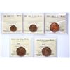 Image 1 : India;  Includes 1926 1/12, 1921 1/52, 1880 1/4, 1917 1/4, 1934 1/4.  Group of 5 Red copper pieces, 