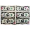 Image 1 : USA; 1976(6) $2 First Day Issue Stamped Serial.  Lot of 6 Notes.