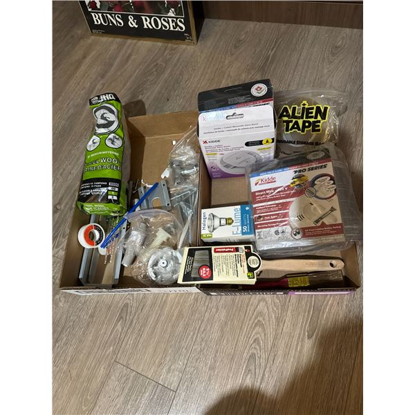 Smoking carbon monoxide detectors, paint brushes, steel wall, etc.