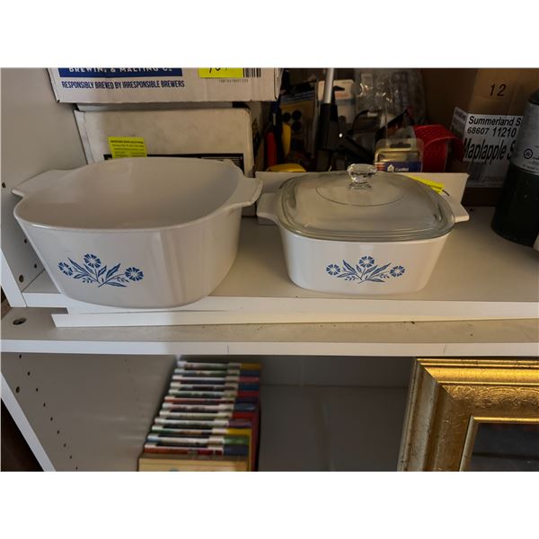2 Corningware baking dishes, one lid