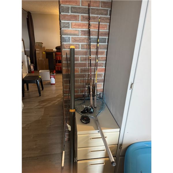 Fishing rods, net reels, etc.