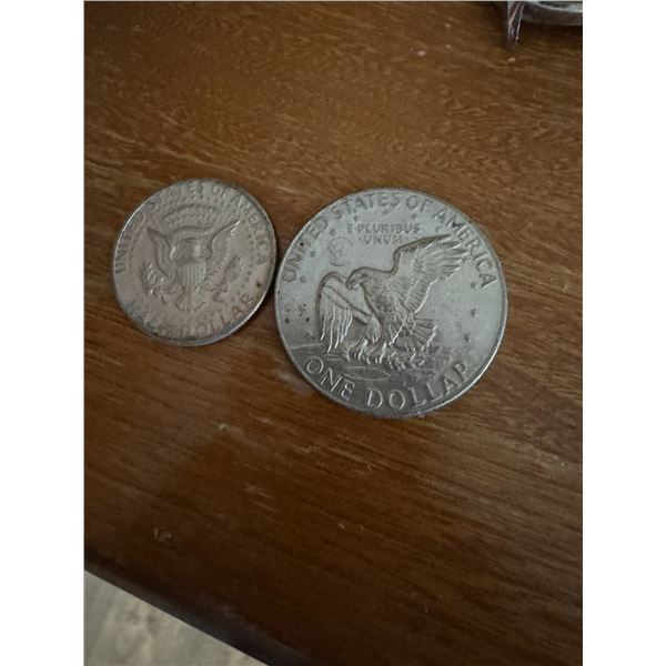 American dollar and 50 Cent piece
