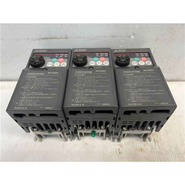 (3) Mitsubishi #FR-D720-0.4K Inverters