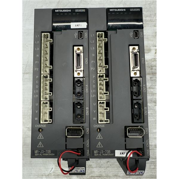 (2) Mitsubishi #MR-J3-70B AC Servo Drives
