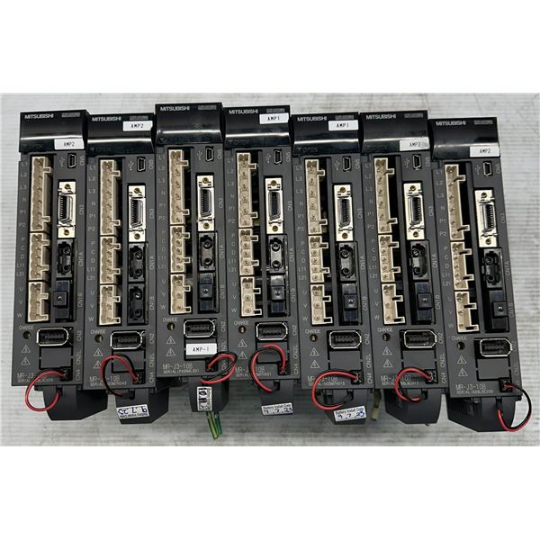 Lot of (7) Mitsubishi #MR-J3-10B AC Servo Drives