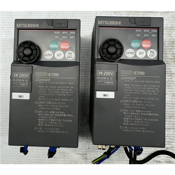 (2) Mitsubishi #FR-D720-0.1K Inverters