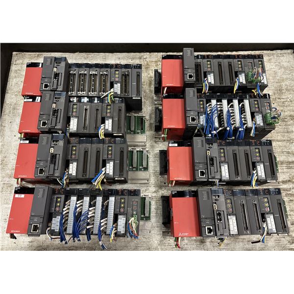 Lot of (8) Mitsubishi Base Units w/ Power Supplies & Modules