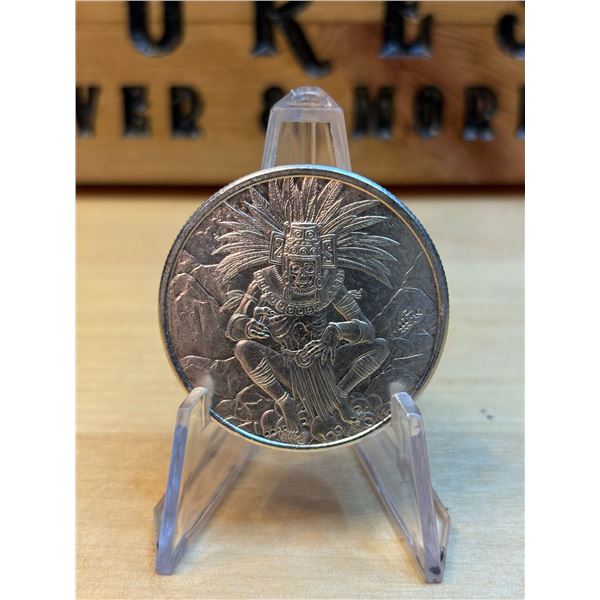 Lot 32-1) 1 oz Aztec god of death silver