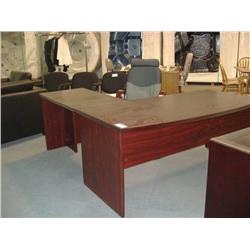 Mahogany  L-Shaped Bowfront Executive Desk