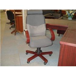 Mahogany Framed Charcoal Cloth Gaslift Chair