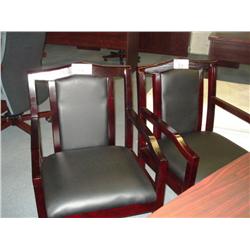 Mahogany Framed Black Leather Guest Chair