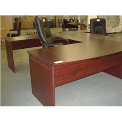 Mahogany U-Shaped Bowfront Executive  Desk