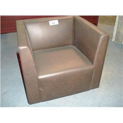 Tiffany Brown Leather Mahogany Framed Sofa Chair