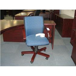 Mahogany Framed Blue Cloth Gaslift Chair