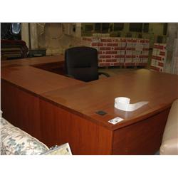 Cherry U-Shaped Bowfront Executive Desk