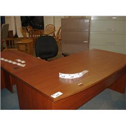 Cherry Bowfront L-Shaped Executive Desk