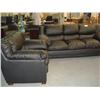 Image 1 : Black Leather Sofa And Chair Set