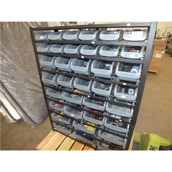 36 Parts Bin Rack w/ Contents