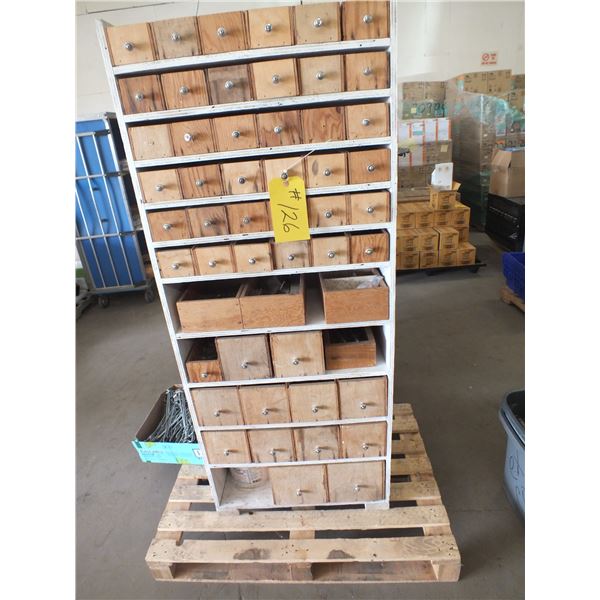 Wooden Parts Cabinets w/ Contents