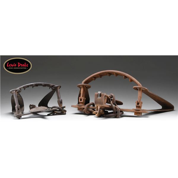 2 EARLY IRON BEAR TRAPS.