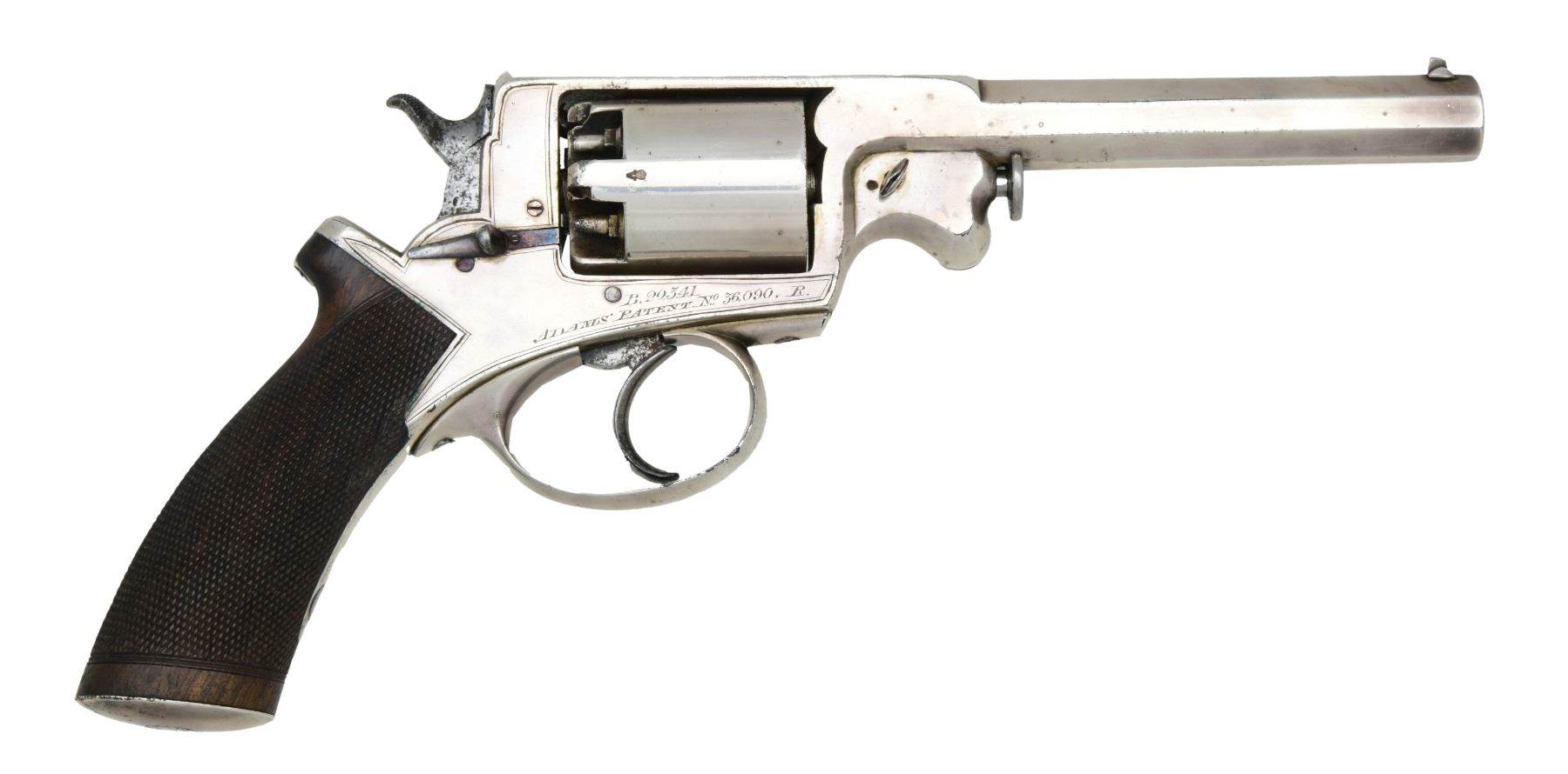 Adams Revolver Reproduction BEAUMONT ADAMS PATENT 1856 DA PERCUSSION REVOLVER. - Poulin Auctions