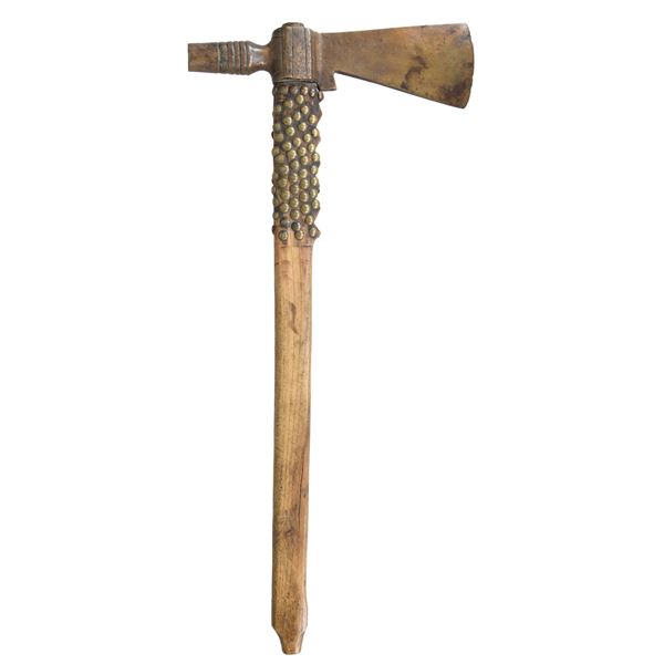 LARGE BRASS-HEADED PIPE TOMAHAWK.