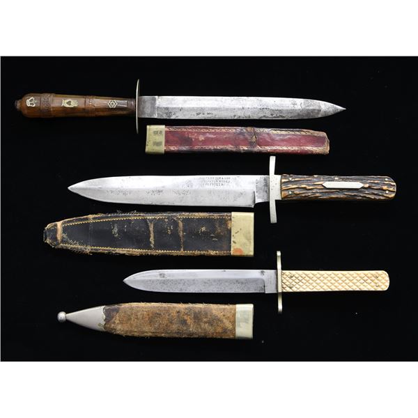 3 MID 1800s BELT KNIVES.