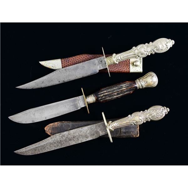 3 ANTEBELLUM SHEFFIELD BOWIE KNIVES.