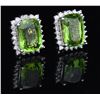 Image 1 : PAIR OF 14K WHITE GOLD PERIDOT & DIAMOND EARRINGS.