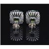 Image 3 : PAIR OF 14K WHITE GOLD PERIDOT & DIAMOND EARRINGS.